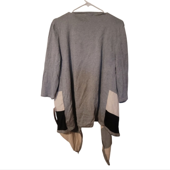 Hannah Colorblock Black, Gray, And Cream Open Front Cardigan Size XL - Picture 2 of 8